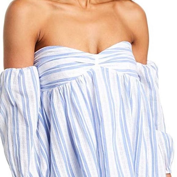 Romeo and Juliet Blue Stripe Cold Shoulder Tunic - Picture 2 of 4
